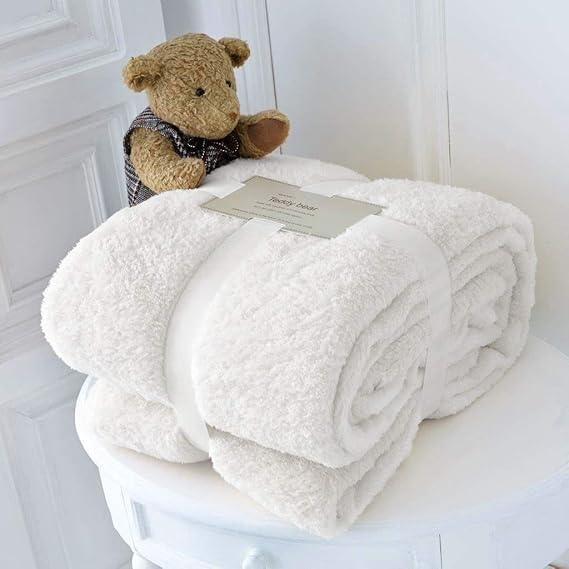 [hachette] TEDDY FLEECE BLANKET [WHITE/SINGLE SIZE 100X150CM] THROW