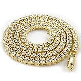 14K Gold Plated Iced Out 1 Row Tennis Necklace 20,24,30,36 inches