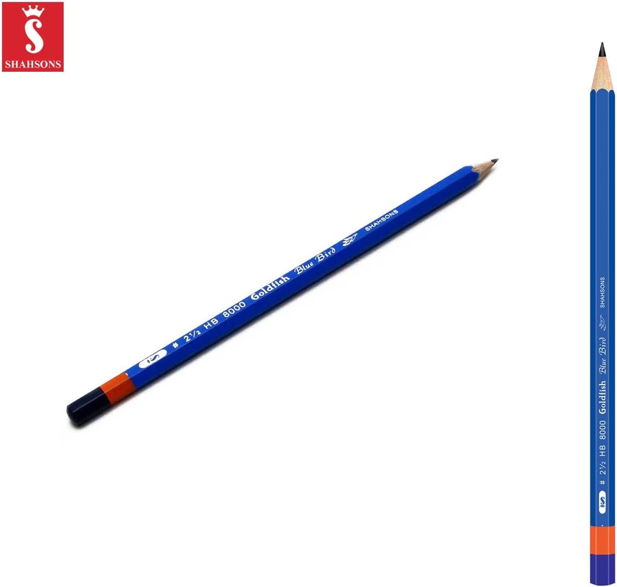 Shahsons Goldfish Bluebird 8000 Pencils - HB - 12 Pack - Writing Pencils - Made in Pakistan