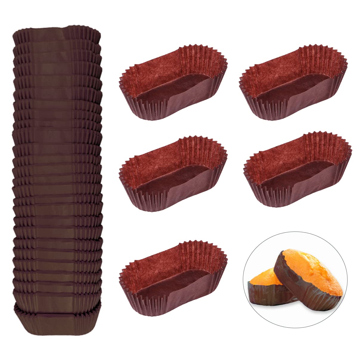 DOERDO 1000Pcs Baking Cup Paper Loaf Pan Liners Disposable Non-Stick Loaf Bread Baking Liners for Cakes, Snacks, Cupcakes, Brown