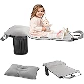 Tefola Toddler Airplane Bed - Ultra-Soft Velvet Travel Seat Extender with Anti-Slip Design, Foldable Kids Flight Bed, Grey