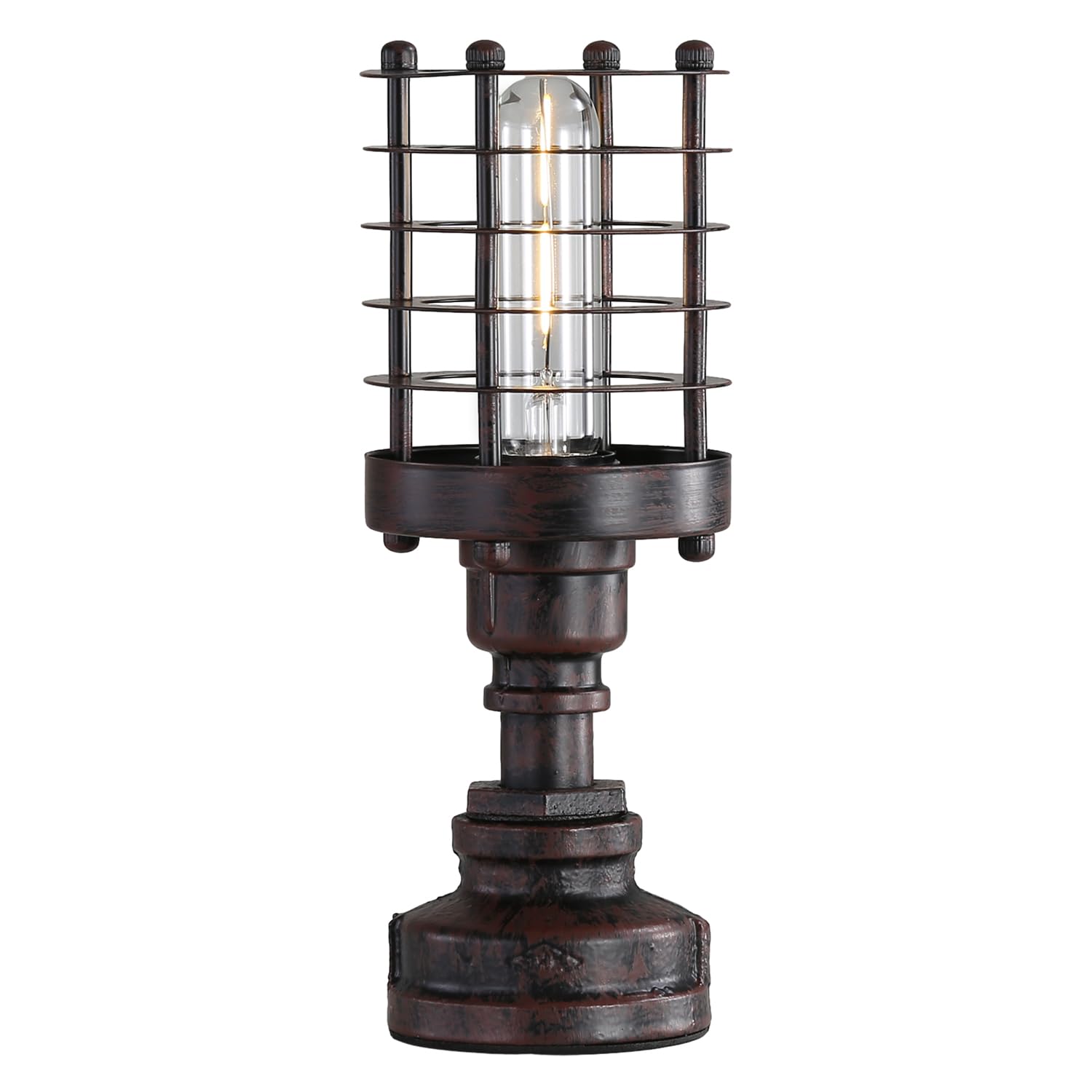 Vintage Industrial Iron Tube Edison Table Lamp