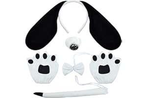 U-Goforst 5PCS Puppy Dog Ears Costume Set Floppy Headband Nose Tail Bowtie Paw for Adult Kids Halloween Cosplay Accessories
