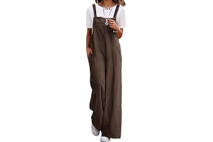 YESNO Women's Casual Corduroy Overalls Adjustable Straps Baggy Pants Wide Leg Jumpsuits with Pockets PC2