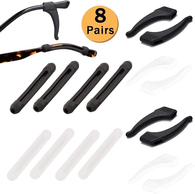 Eyeglass AntiSlip Ear Hook, 8 Pairs Spectacle Ear Grip Hooks Tip Grip