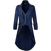 DarcChic Mens Gothic Tailcoat Jacket Black Steampunk VTG Victorian High Collar Coat