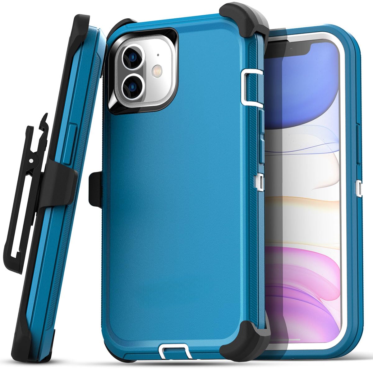 AICase for iPhone 11 Case with Belt-Clip Holster, Heavy Duty Drop Protection Rugged Shockproof/Drop/Dust Proof 3-Layer Protective Durable Phone Cover for iPhone 11, Stormy Seas Blue