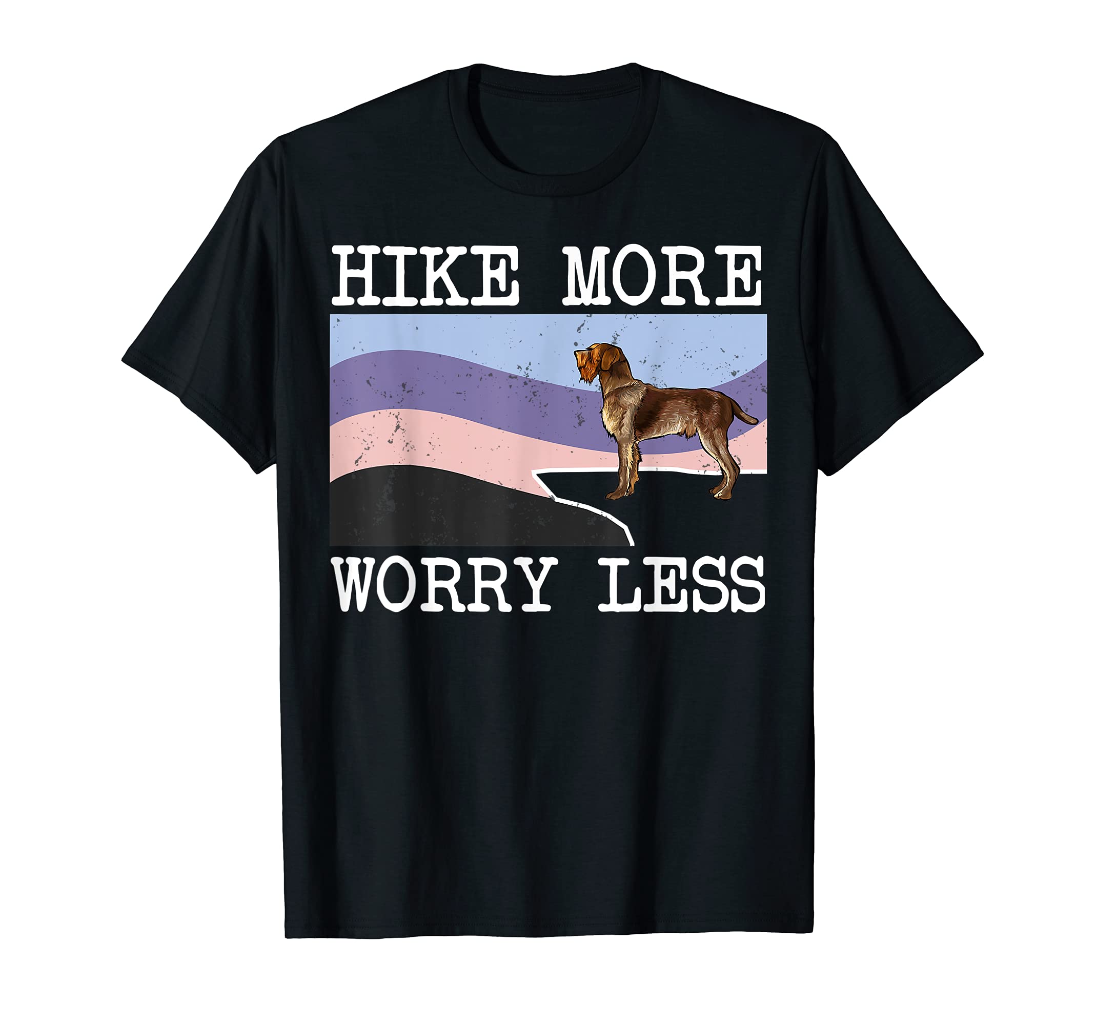 Wirehaired Pointing Griffon Hike More Worry Less Dog Hiking T-Shirt