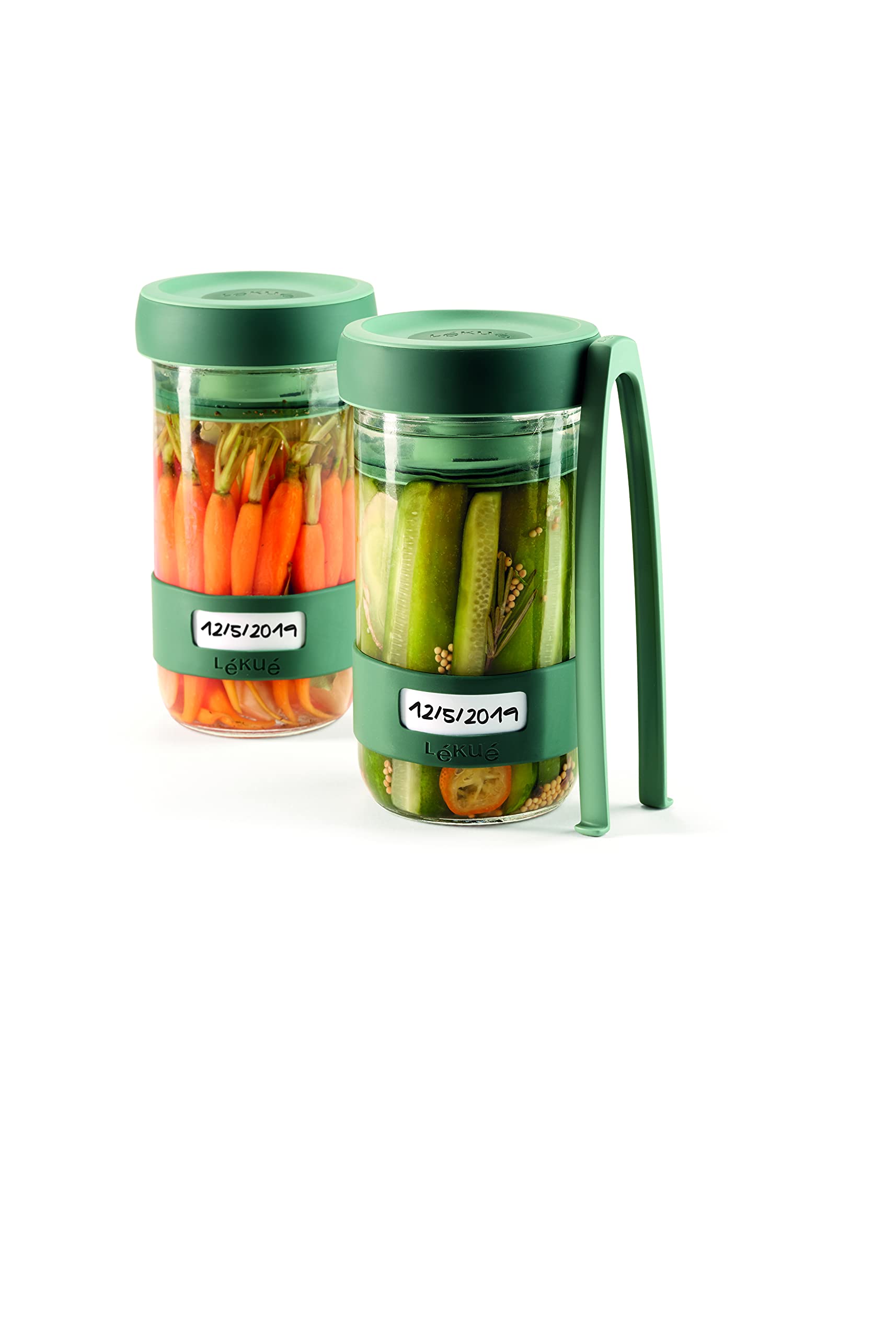Lékué - 3000100SURM017 Tool kit for preparing homemade pickles with container, Green, Single, 700 ml