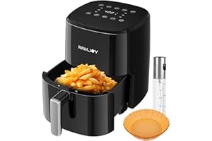 RAMJOY Air Fryer 3.8 Quarts for 1-2 people, 8-in-1 Functions, Air Fry, Roast, Bake, Broil, Preheat, Shake, Digital Small Air 