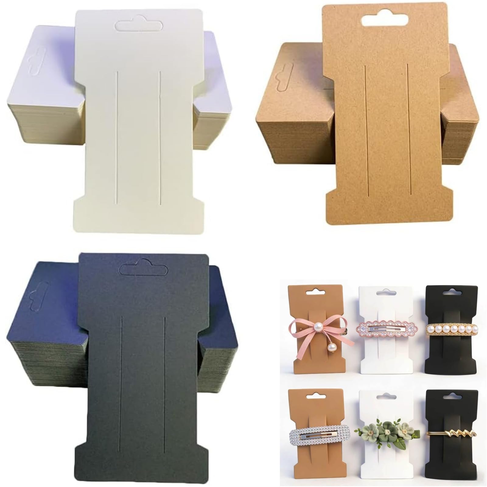 120 Pcs Hair Clip Display Cards Paper Hairpin Display Cards Kraft Paper Hairpin Card for Hair Bow Hair Clips Hair Accessories