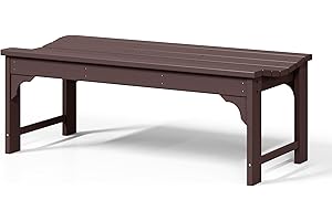 WestinTrends Malibu Outdoor Bench, All Weather Resistant Poly Lumber Backless Patio Garden Bench, Adirondack Curved Bench Seat for Comfort, Dark Brown