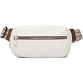 FOXLOVER Small Leather Fanny Packs for Women Waterproof Belt Bag Crossbody Sling Chest Bag Designer Mini Travel Purse(White)