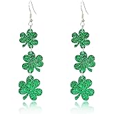 St Patricks Day Earrings Irish Green Hat Clover Dangle Earrings shamrock Holiday Earring for Women (Style-G)