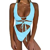 CHYRII Women's Sexy Cutout Lace Up Backless High Cut One Piece Swimsuit Monokini