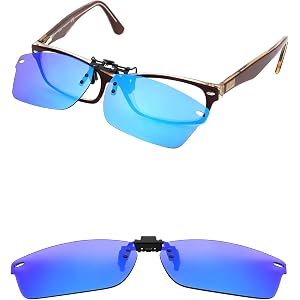 HILEEN Polarized Flip-up Clip-on Sunglasses for Ray-Ban RB5206 | RX5206 52mm for Men Women UV Protection-Ice Blue
