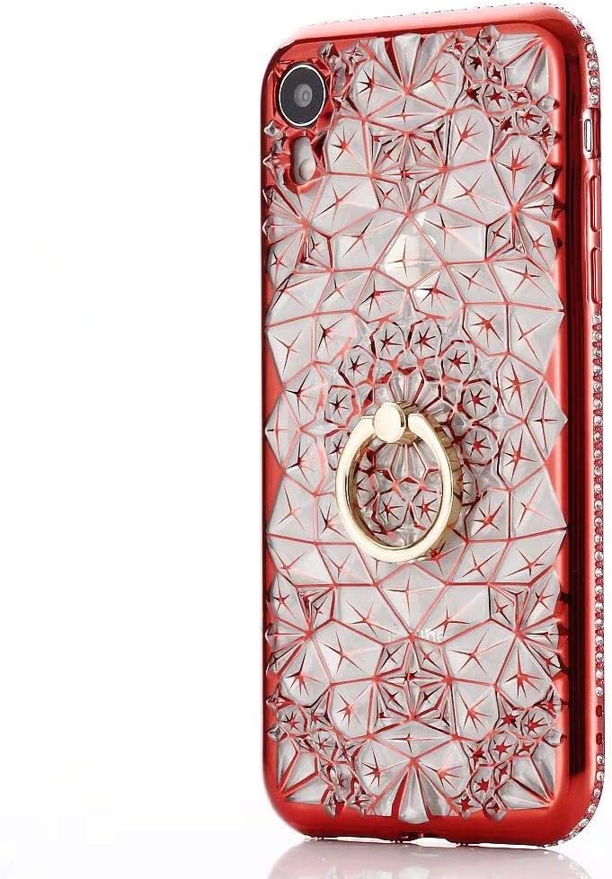 i Phone Xphone Xr Case for Women Compatible with iPhone Rx Cases Glitter Bling I Phone 10r X R Phone Cover with Finger Ring Holder Kickstand Girly Luxury 3D Diamond Sparky for iPhonexr 6.1 inch (Red)