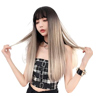 Amazon Com Teemi Two Tone Straight Highlights Cosplay Brown