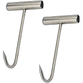TIHOOD 2PCS Stainless Steel T Hooks T-Handle Meat Boning Hook for Kitchen Butcher Shop Restaurant BBQ Tool