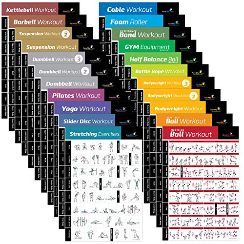 NewMe Fitness Workout Posters for Home Gym - Exercise Posters for Full ...