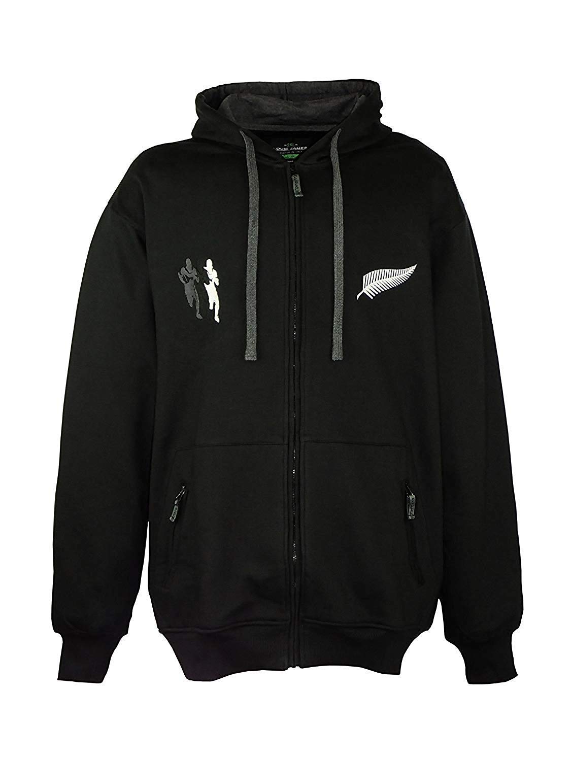 Brooklyn Clothing Big Size Rugby Hoodie Jackets Zip Up Six Nations - All Blacks (2XL)