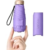 Compact Travel Umbrella, Mini Umbrella - UPF 50+ UV Protection &amp; Waterproof, Windproof 6 Ribs Fiberglass, Pocket-Sized 6.3in Folded, Lightweight 7.05oz for Backpack Travel, Travel Essentials with Black Cooling Tech, for Women and Men, Perfect for Airplane Carry-On, Camping, Walks, and Daily Commutes