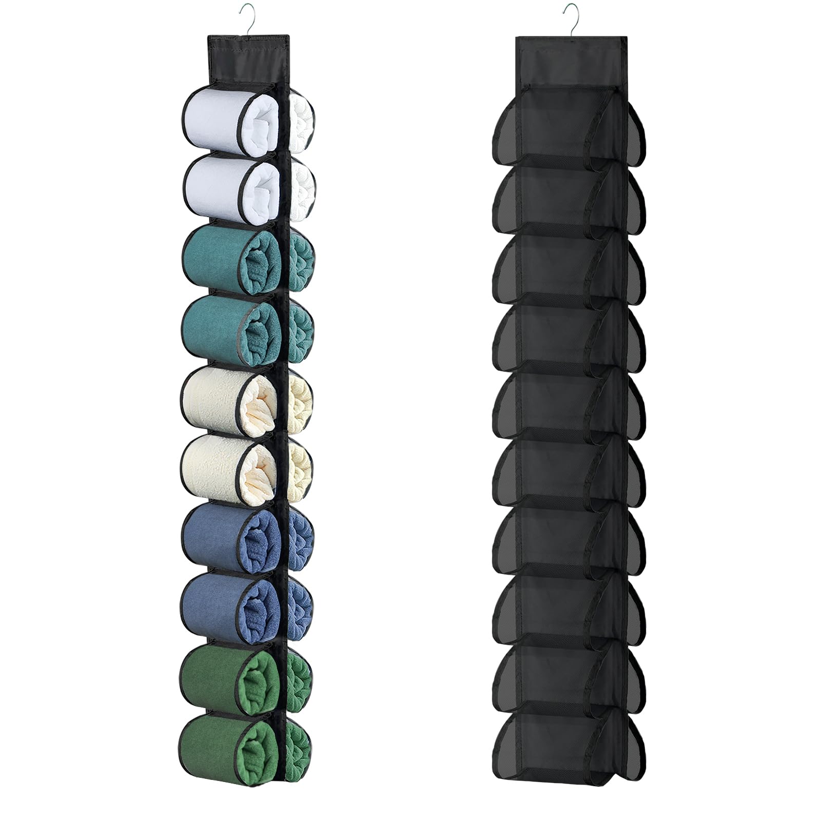 Photo 1 of ** NO POLES, MESH ONLY** Legging Organizer for Closet Hanging, Hanging Legging Organizer, Legging Storage for Closet, Behind Door, Wardrobe, Clothes Storage, Hanger 20 Pockets Clothes Storage (Black) NO POLES, MESH ONLY