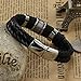 Mens 316L Stainless Steel Leather Bracelet
