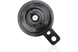 Polcatay Motorcycle Horn, Waterproof Super Loud Safety Warning Modified Speaker, 12 V Round Compact Rust-proof Horn with Mounting Accessories, Universal for Most Scooters ATVs (Black)