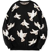 Yimoon Men Oversized Sweater Graphic Cable Knit Jumper Cute Unisex Crewneck Pullover