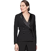 Alex Evenings Womens 3/4 Sleeve Tuxedo Top with Tie Waist, Formal Blouse (Petite and Regular Sizes)