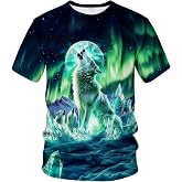 QTAGTESS Funny Wolf Graphic T-Shirt Novelty Short Sleeve Crewneck Shirt