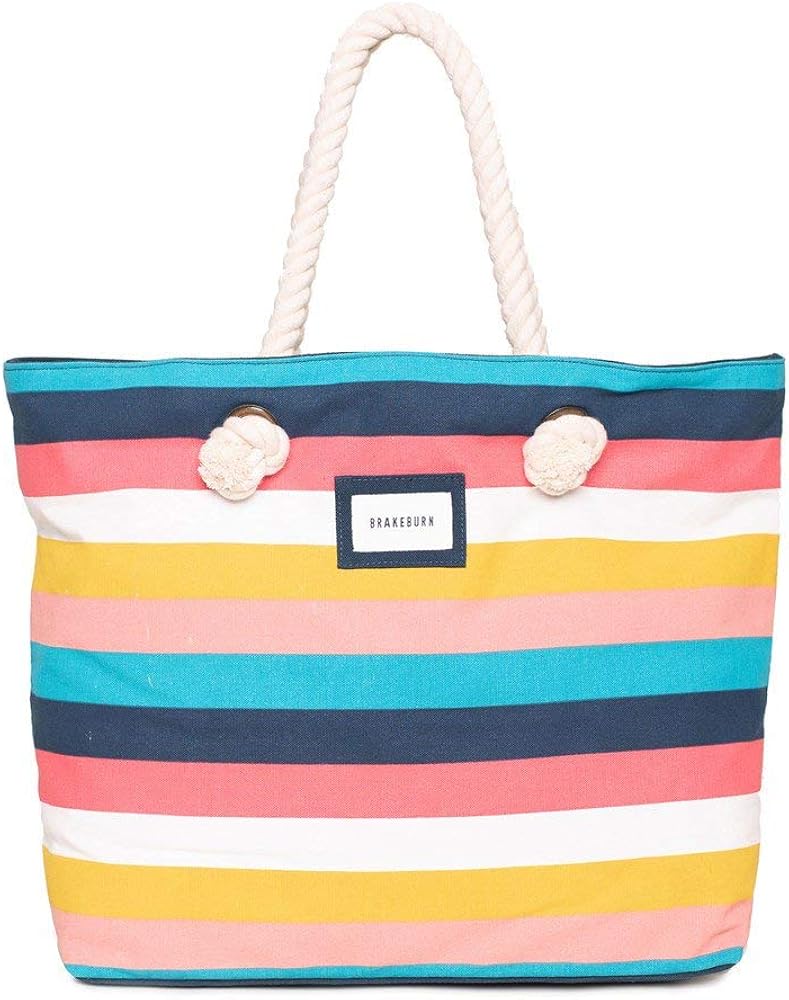Brakeburn Womens Stripe Beach Bag Beach Bag Handbag Multi One Size