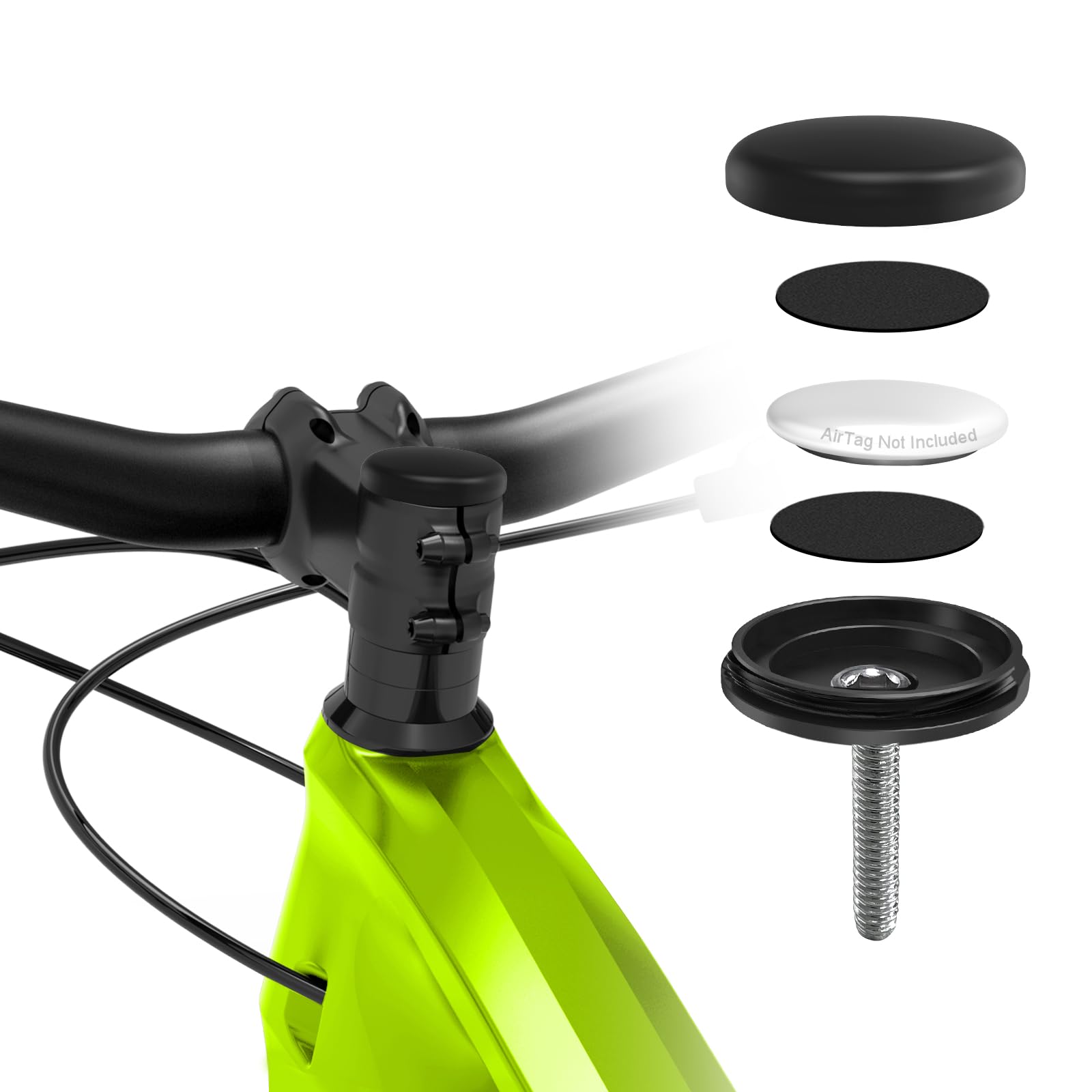EFEALL Air Tag Bike Mount, Anti-Theft Bicycle Mounts for AirTag, Bicycle Air Tag Holder Hidden Air Tag Fit Headset Tube 31.8mm