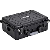 MEIJIA Portable Waterproof Protective Case,Hard Camera Case,Customized Fit Foam Inserted, Elegant Black,Fit for Camera, Equipments, Lens,Drones(Black)