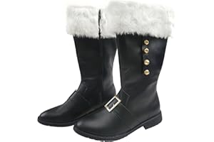 UPUPCOS Christmas Santa Claus Boots with Brass Bells Traditional Santa Combat Boots Men Women Halloween