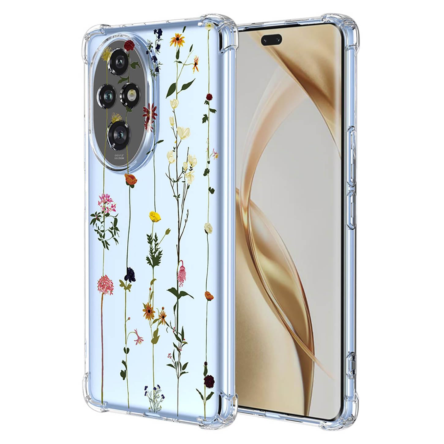 ILING Case for Honor 200 Pro 5G, Ultra Thin Elegant Flower and Cute Cartoon Pattern Design Transparent Shockproof Soft Silicone TPU Bumper Women Girls Cover (Flower vine)