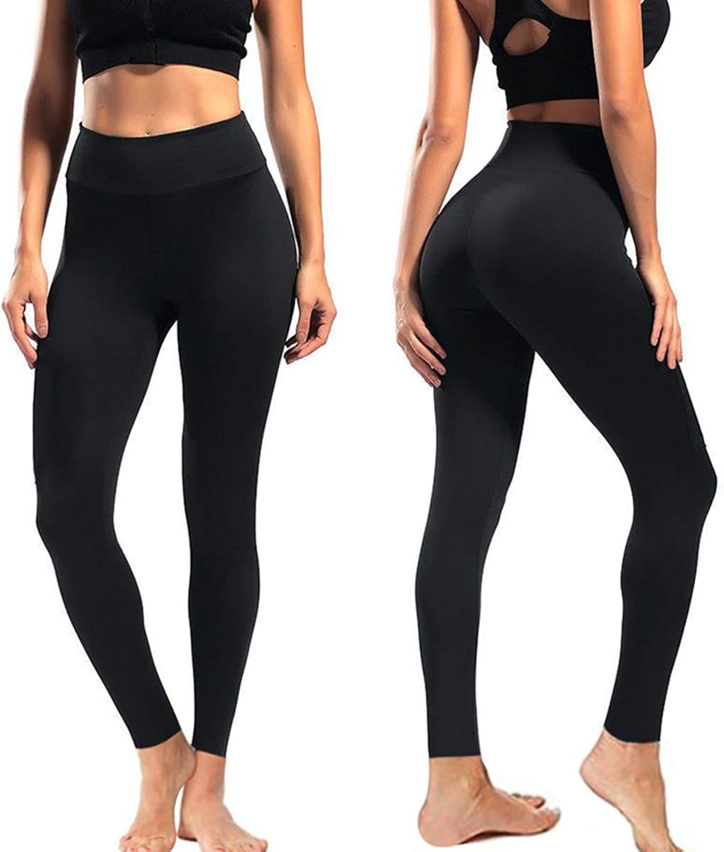 yeuG Black Leggings for Women Non See Through-High Waist Leggings Tummy Control Pants: Clothing