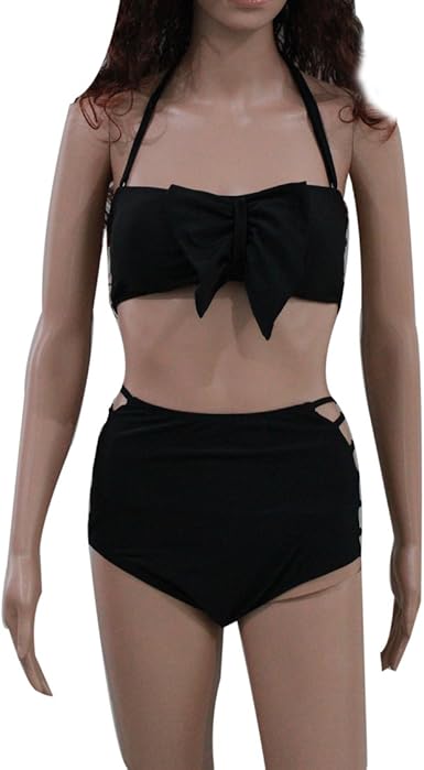 black bandeau high waisted bikini