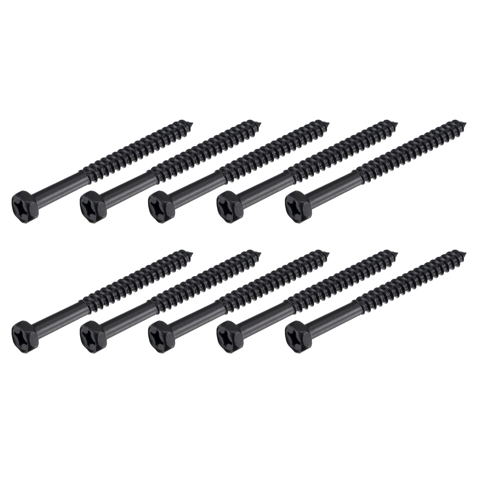 METALLIXITY Hex Lag Screws (1/4" x 2-3/4") 10Pcs, Carbon Steel Phillips Self-Tapping Wood Bolts - for Household Applications