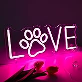 Britrio Pink Love LED Neon Light Sign Dog Paw Neon Sign Wall Decor for Pet Room Dog Cat Lover Girl Bedroom Wife Women Birthday Wedding Gift Living Room Home Decor Neon Night Light USB Powered 15.75”