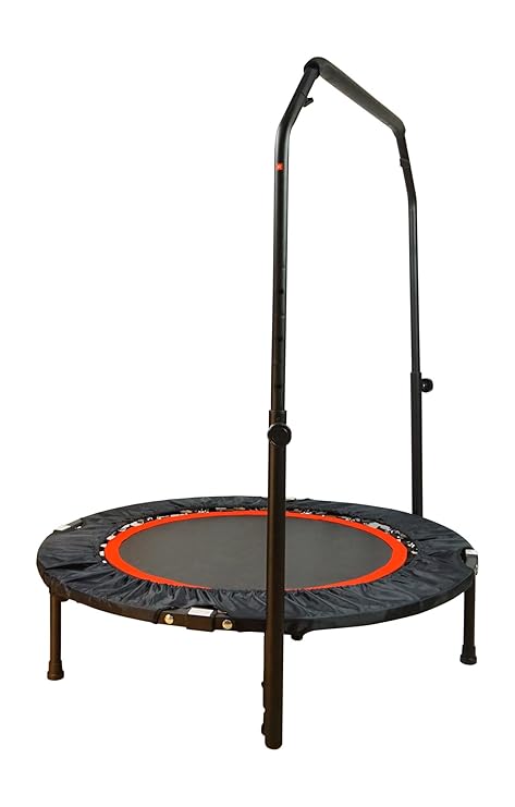 Home Shopping Trampolin Faltbar mit Haltestange und Schrägstelloption, platzsparend Zusammenklappbar