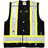 Viking Open Road Surveyor Safety Vest - Class 2 Reflective Polyester Twill with 14" Zippered Pack on Back, Plentiful Pockets