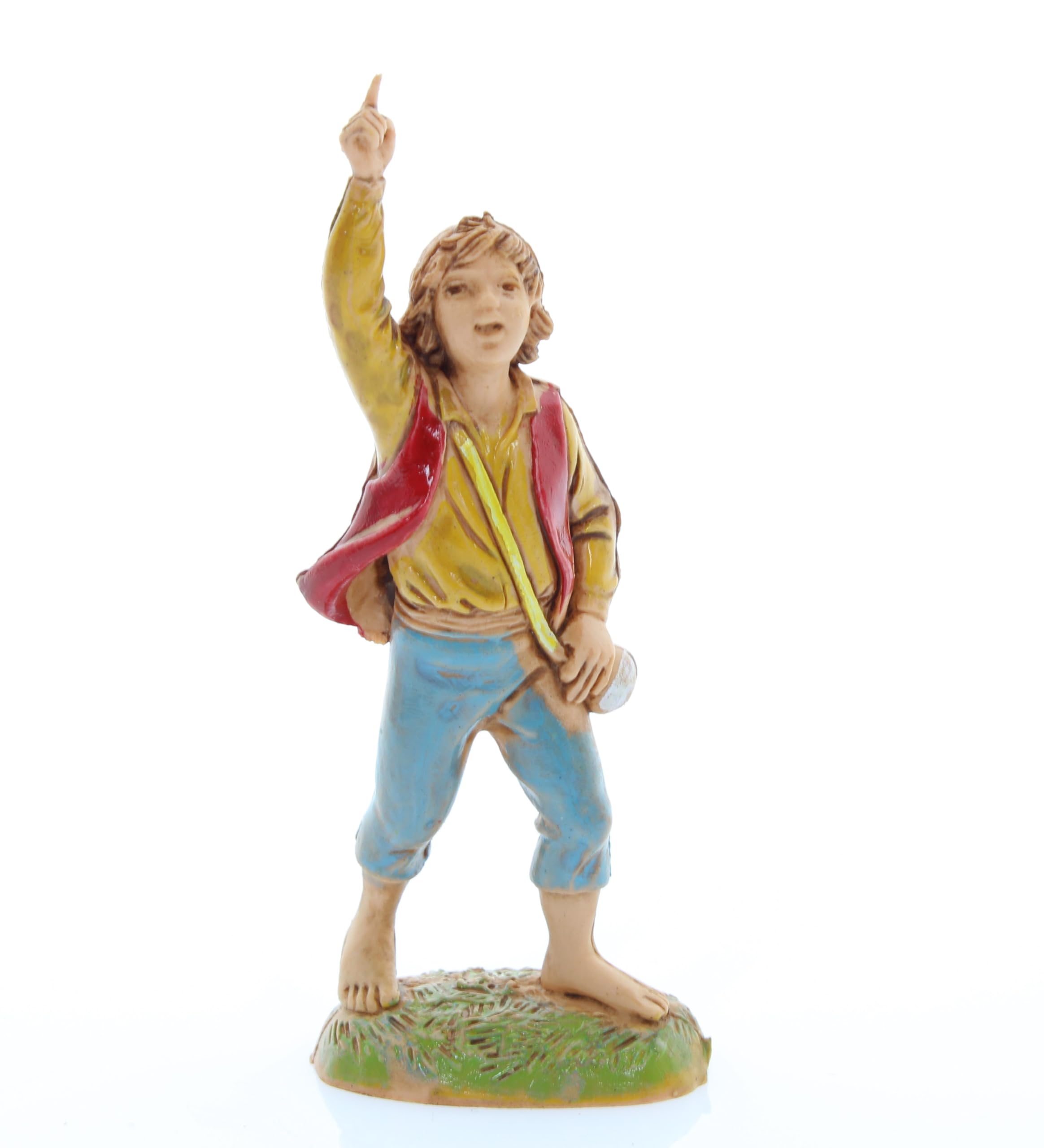 Moranduzzo Child with Raised Finger for Nativity Scene of 4 Inch Scale 1:20-Unbreakable Nativity Figures-18th Century Style, Hand-finished Painting, Official Product, Made in Italy, Sculptor M. Landi
