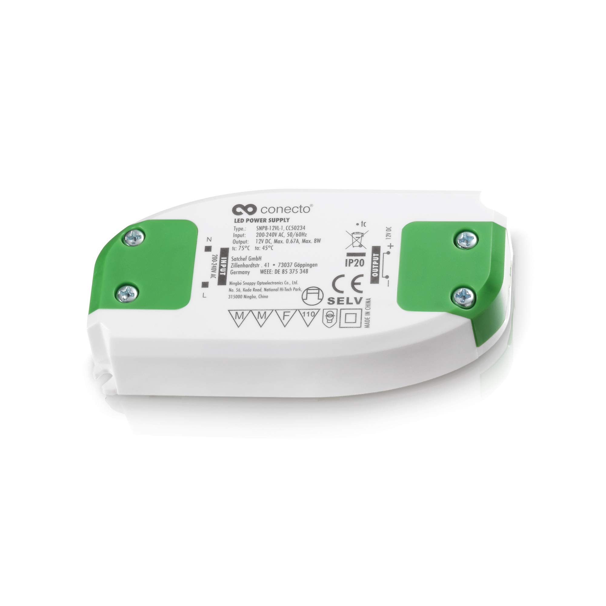 conecto CC50234 LED Power Supply Transformer 12 V LED Transformer for LED Bulbs and Lamps 8 Watt