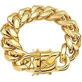 SDA Wide Chunky Gold Chain Bracelet - Heavy and Waterproof 316L Surgical Steel with 18K Gold Plating for Modern Men and Women into Hip Hop Fashion