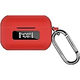 Geiomoo Silicone Case for TOZO NC9 2024, Protective Cover with Carabiner (Red)