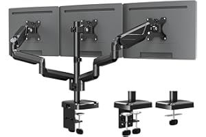 MOUNTUP Triple Monitor Stand Mount - 3 Monitor Desk Mount for Computer Screens Up to 27 inch, Triple Monitor Arm with Gas Spr