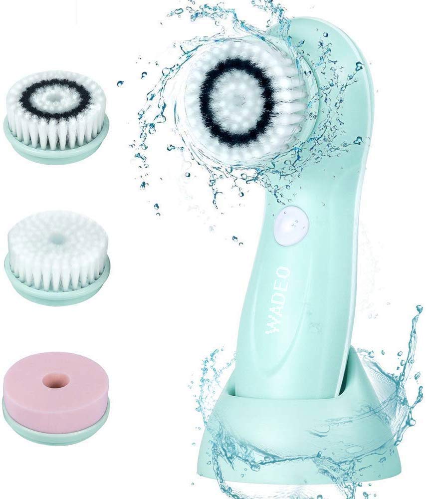 WADEO Rechargeable Facial Cleansing Brush Electric Face Cleanser 3 in 1 Face Brush for Gentle Cleansing, Deep Scrubbing and Massaging