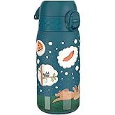 Ion8 Kids Water Bottle, Steel 400 ml/13 oz, Leak Proof, Easy to Open, Secure Lock, Dishwasher Safe, Flip Cover, Carry Handle, Easy Clean, Durable, Scratch Resistant, Raised Print, Dog Dreaming Design